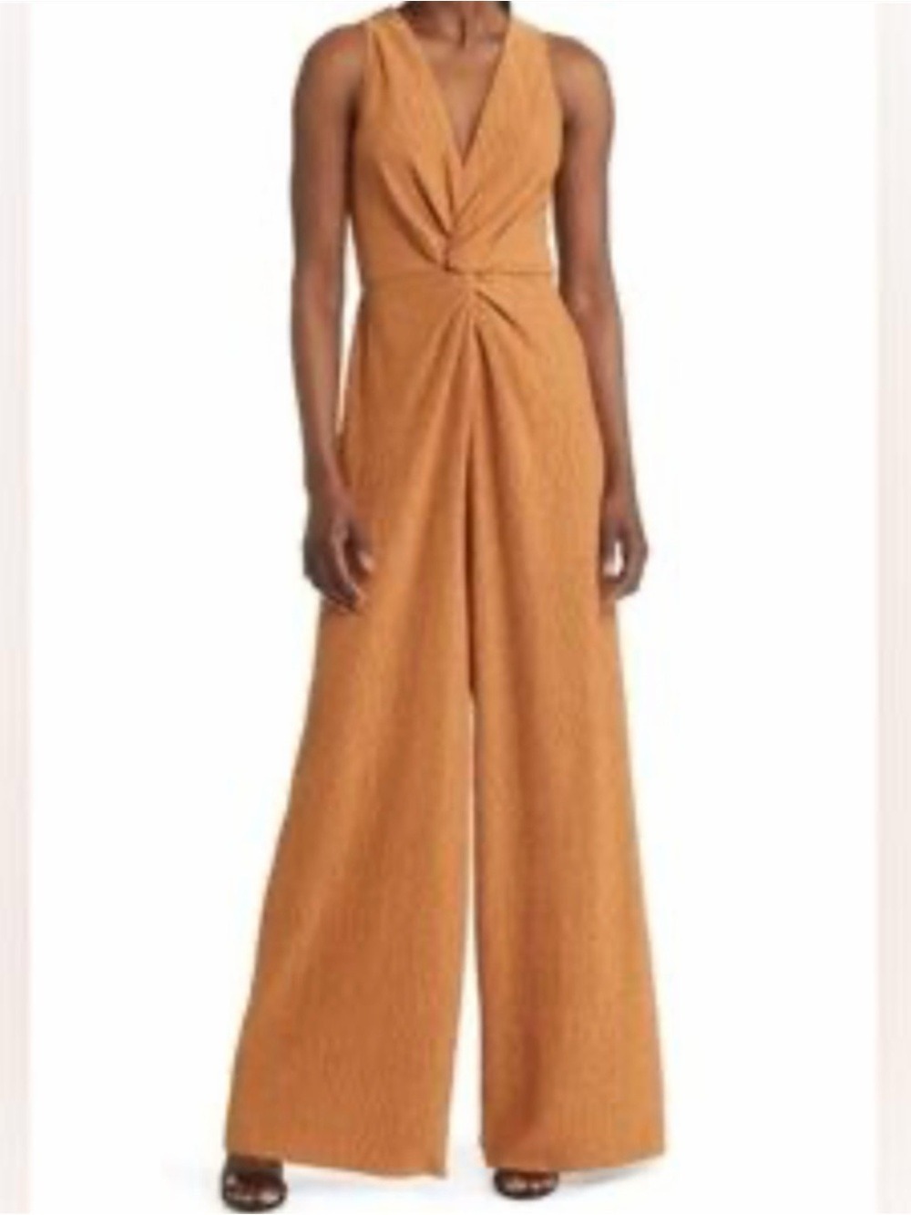 Floret Studio Tan Wide Leg Sleeveless V-Neck Jumpsuit XS